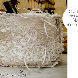 Handbag wedding Irish lace crochet pattern , flower crochet pattern , crochet motif , crochet flower pattern