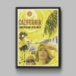 california vintage travel poster, digital download