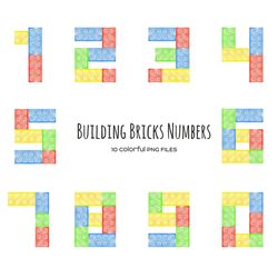 Watercolor Plastic Building Bricks Numbers Digits 0-9