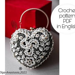 Handbag wedding Irish lace crochet pattern, flower crochet pattern , crochet motif , crochet flower pattern , bag lace