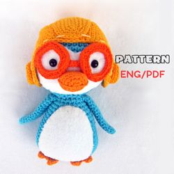 Pororo crochet pattern, stet by step amigurumi PDF pattern, Crochet toy little penguin tutorial