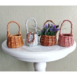 Flower Basket Wedding Flower Girl Basket Doll Basket Wicker Mini Basket Miniature Collection