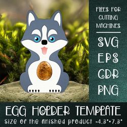 Husky Dog | Egg Holder Template SVG