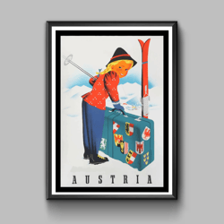 Austria vintage travel poster, digital download