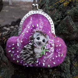 digital tutorial wallet hedgehog, diy needle felting tutorial hedgehog, diy wallet wet felting instruction, pdf wallet