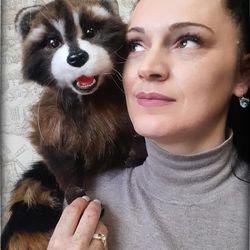 raccoon, collectible toy, toy, stuffed toy, realistic toy,