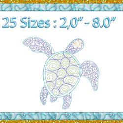Sea Turtle machine embroidery Design