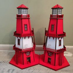 Personalized lighthouse night lamp made of wood. Night light sconce floor lamp marine style, wooden lighthouse with lamp