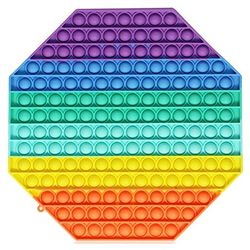 rainbow color jumbo octagon pop it fidget toy