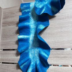 DIGITAL TUTORIAL felted scarf, DIY wet felting tutorial blue scarf, diy scarf felting instruction, pdf scarf