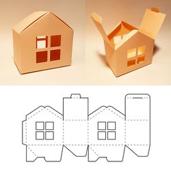 House box, house gift box, building box, building gift box, candy box, candy gift box, SVG, DXF, PDF, Cricut, Silhouette