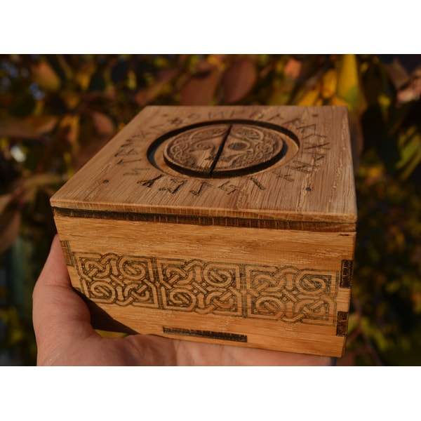 Wooden Box with secret lock. Nordic secret box with Goddess - Inspire ...