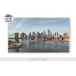 frame tv art digital download, samsung frame tv art cityscape, frame tv art landscape, frame tv art brooklyn bridge  496