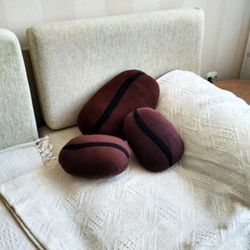 coffee bean pillow - giant food plush, handmade pillow, coffee lovers
