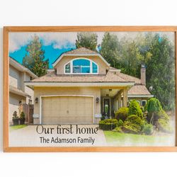 personalised house watercolour, custom home house portrait, custom watercolor painting wall art, digital art