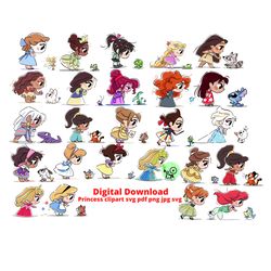 princess png,baby little princess,princess cartoon movie clipart,all princesses png, bundle cute princess clip art