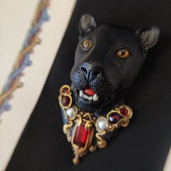 Brooch Black Panter, Cat brooch, vintage pin brooch,