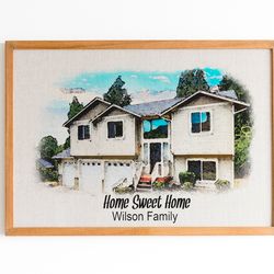 custom watercolor house portrait from photo, new home housewarming gift, our first home realtor gift, custom home art