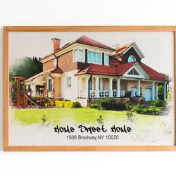 Custom Watercolor House Portrait Painting From Photo Housewarming Gifts  DIGITAL Watercolor Print Housewarming Gifts New Home Gifts 
