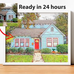 watercolor house, custom home portrait, custom house portrait, portrait from photo, realtor gift, digital painting