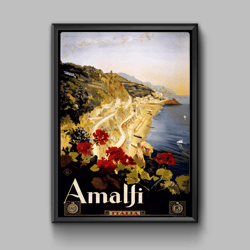 Amalti Italia vintage travel poster, digital download