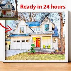 watercolor house from photo, personalized first home gift, custom housewarming gift, printable house portrait, digital