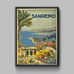 sanremo vintage travel poster, digital download