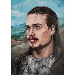 man painting scandinavian man original art hand drawn portrait handsome man oil painting fantasy wall art by alyonart