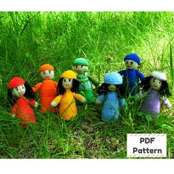 rainbow dolls crochet pattern, crochet doll pattern, small doll crochet pattern, easy crochet pattern, doll amigurumi