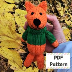 Fox knitting pattern, Knit fox pattern, Fox knitting chart, Toy knitting pattern, Knit toy pattern, Knit animal pattern