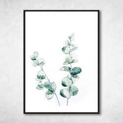 Watercolor green plants, Watercolor Plant,  Green Printable Wall Art, botanical watercolor