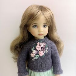 Little Darling doll embroidered cardigan and skirt