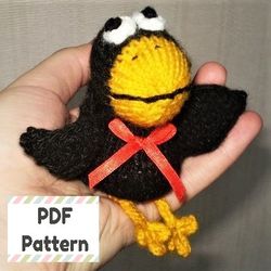 Knit crow pattern, Crow knitting pattern, Bird knitting pattern, Raven knitting pattern, Halloween knitting pattern