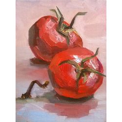 Tomato Painting Vegetable Author Art Farm Plants Painting Caterpillar Artwork 8x6' by Svetlana