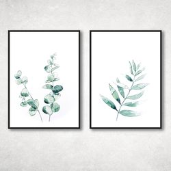 Eucalyptus Watercolor Paintings, Set of 2 Prints, Leaves Watercolor, Watercolor poster, Botanical Print