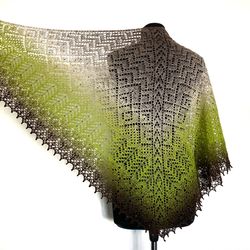 Handmade Shawl Evening Shawl Woman Scarf green Wool Wrap Accessory Romantic Knitted shawlette eco friendly Gift For Mom