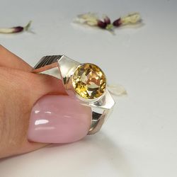 Silver ring with citrine.