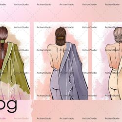 business woman illustrations set