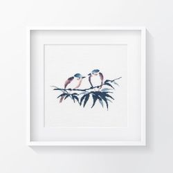 Birds cross stitch pattern PDF, modern embroidery