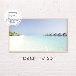 Samsung Frame TV Art | 4k Beach Coastal White Sand Landscape Art for The Frame TV | Digital Art Frame TV
