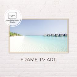 samsung frame tv art | 4k beach coastal white sand landscape art for the frame tv | digital art frame tv