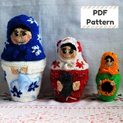 Nesting doll crochet pattern, Matryoshka crochet pattern, Crochet matrioshka pattern, Crochet babushka pattern