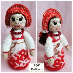 Slavic doll knitting pattern, Crochet doll pattern, Russia ethnic pattern, Knit doll pattern, Toy knitting pattern