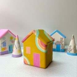 Miniature Cement House | Danish Pastel Decor | Nursery Shelf Decor | Small Concrete Bookshelf Decor | Cement decor