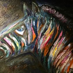 Colourful zebra oil painting