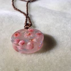 Real dry flowers resin necklace