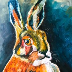 Hare Painting Animal Original Art Rabbit Artwork Bunny Wall Art