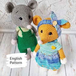Crochet pattern mouse Amigurumi crochet toys mouse English pattern mouse Diy