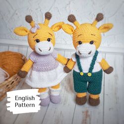 Crochet pattern giraffe girl and boy English pattern pdf Amigurumi crochet toys