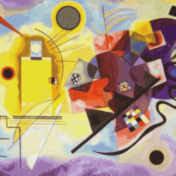 pdf counted vintage cross stitch pattern | yellow-red-blue | vasily vasilyevich kandinsky 1925 | 7 sizes